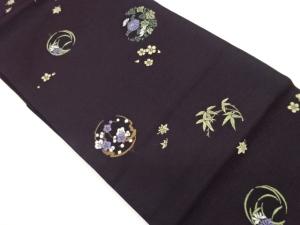 丸に草花模様織出し名古屋帯